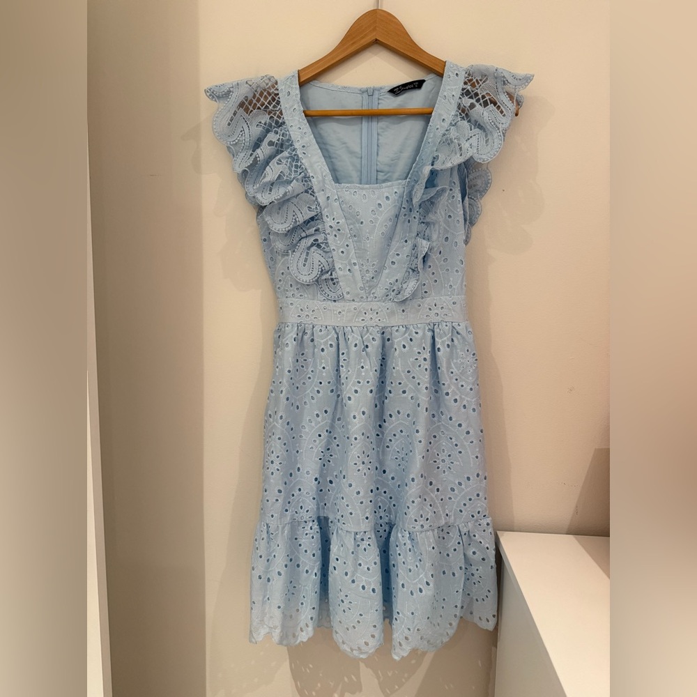 Light Blue Eyelet Ruffle Dress